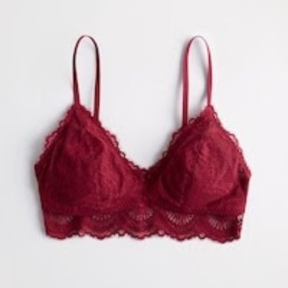 NWT Gilly Hicks Longline Lace Triangle Bralette, Red, Small - Picture 3 of 3